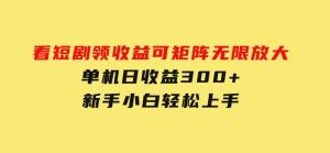 看短剧领收益，可矩阵无限放大，单机日收益300+，新手小白轻松上手-财仔梦想资源网