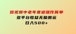 短视频中老年赛道，操作简单，多平台收益，无脑搬运日入500+-财仔梦想资源网