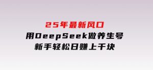 25年最新风口，用DeepSeek做养生号，新手轻松日赚上千块-财仔梦想资源网