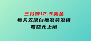 三分钟，12.5美金，每天无限自撸，多劳多得，收益无上限-财仔梦想资源网