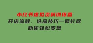 小红书虚拟资料训练营：开店流程、选品技巧一网打尽，助你轻松变现-财仔梦想资源网