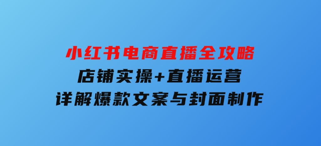 小红书电商直播全攻略，店铺实操+直播运营，详解爆款文案与封面制作-财仔梦想资源网