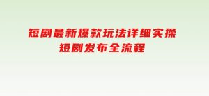 短剧最新爆款玩法详细实操，短剧发布全流程-财仔梦想资源网