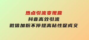 热点引流变现营，抖音高效引流，微信加粉不停，提高粘性促成交-财仔梦想资源网
