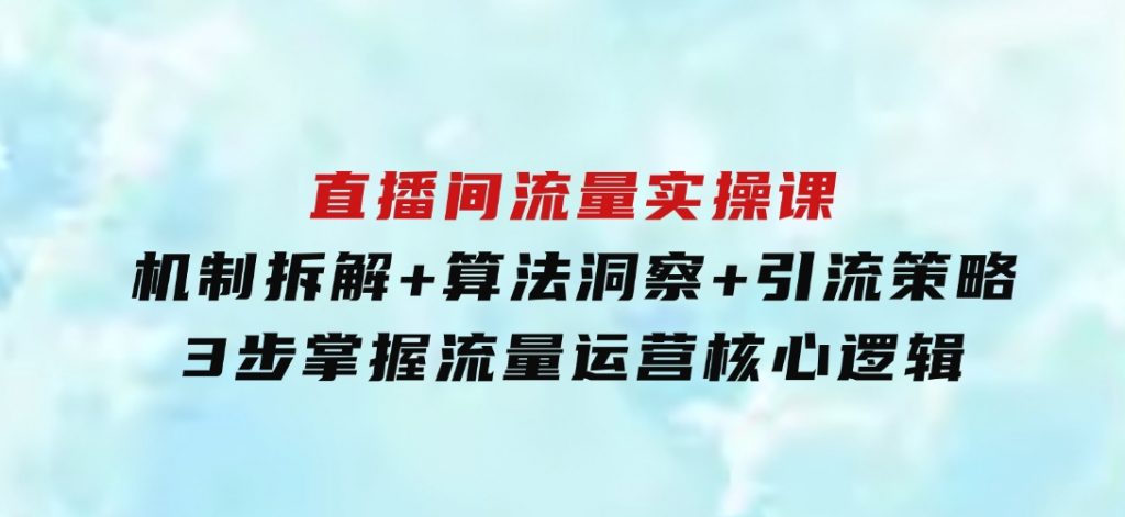 直播间流量实操课：机制拆解+算法洞察+引流策略，3步掌握流量运营核心逻辑-财仔梦想资源网