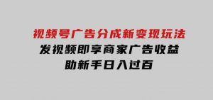 视频号广告分成新变现玩法：发视频即享商家广告收益，助新手日入过百-财仔梦想资源网
