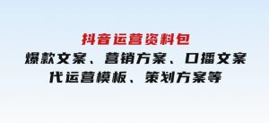 抖音运营资料包：爆款文案、营销方案、口播文案、代运营模板、策划方案等-财仔梦想资源网