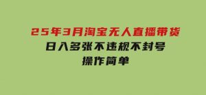 25年3月淘宝无人直播带货，日入多张，不违规不封号，操作简单-财仔梦想资源网