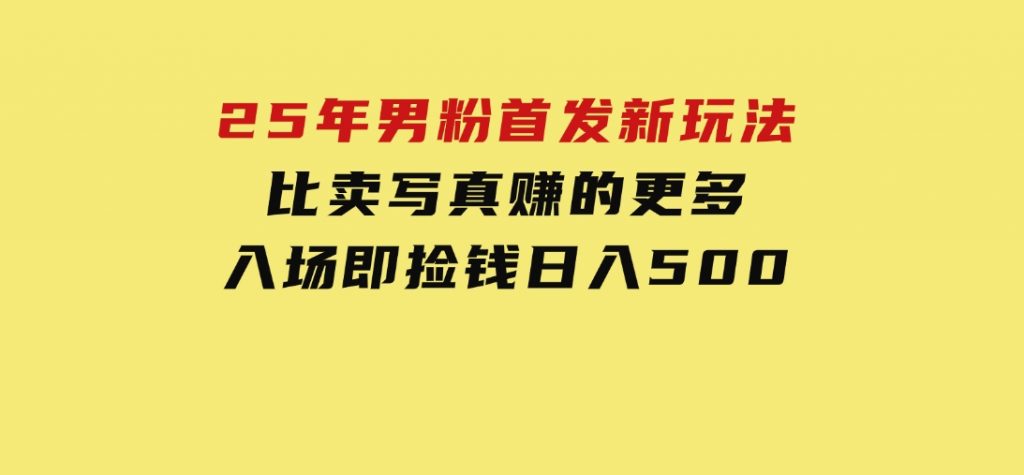 25年男粉首发新玩法比卖写真赚的更多入场即捡钱日入500-财仔梦想资源网