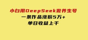 小白用DeepSeek做养生号，一条作品涨粉5万+，单日收益上千-财仔梦想资源网