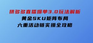 拼多多直播爆单3.0玩法解析，黄金SKU矩阵布局+六重活动链实操全攻略-财仔梦想资源网