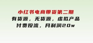小红书电商带货第二期，有货源，无货源，虚拟产品，付费投流，月利润20w-财仔梦想资源网