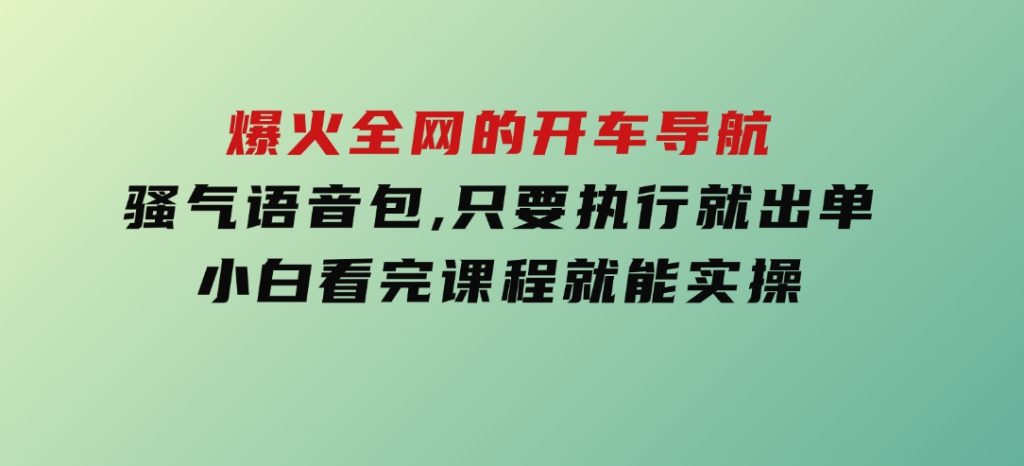 爆火全网的开车导航骚气语音包,只要执行就出单，小白看完课程就能实操-财仔梦想资源网