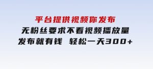 平台提供视频你发布无粉丝要求不看视频播放量发布就有钱轻松一天300+-财仔梦想资源网