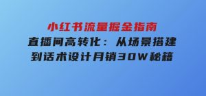 小红书流量掘金指南：直播间高转化：从场景搭建到话术设计，月销30W秘籍-财仔梦想资源网