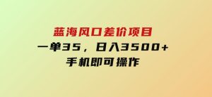 蓝海风口差价项目，一单35，日入3500+，手机即可操作-财仔梦想资源网