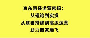 京东慧采运营密码:从理论到实操,从基础搭建到高级运营,助力商家腾飞-财仔梦想资源网