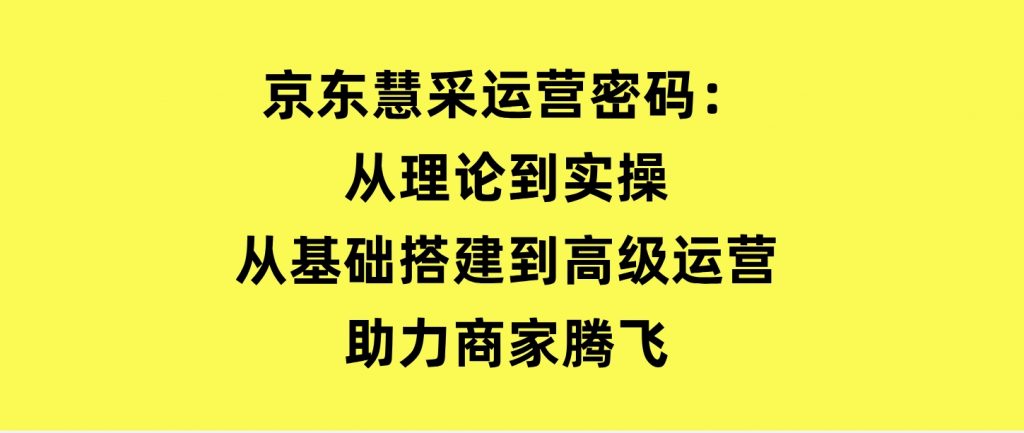 京东慧采运营密码：从理论到实操，从基础搭建到高级运营，助力商家腾飞-财仔梦想资源网