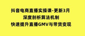 抖音电商直播实操课-更新3月深度剖析算法机制快速提升直播GMV与带货变现-财仔梦想资源网