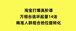 淘宝打爆高阶课：万相台连环起量14法，精准人群组合抢位提转化-财仔梦想资源网
