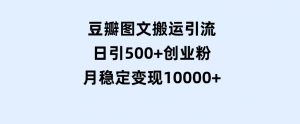 豆瓣图文搬运引流，日引500+创业粉，月稳定变现10000+-财仔梦想资源网