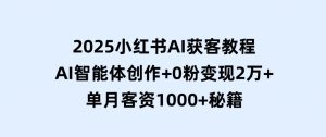 2025小红书AI获客教程：AI智能体创作+0粉变现2万+单月客资1000+秘籍-财仔梦想资源网