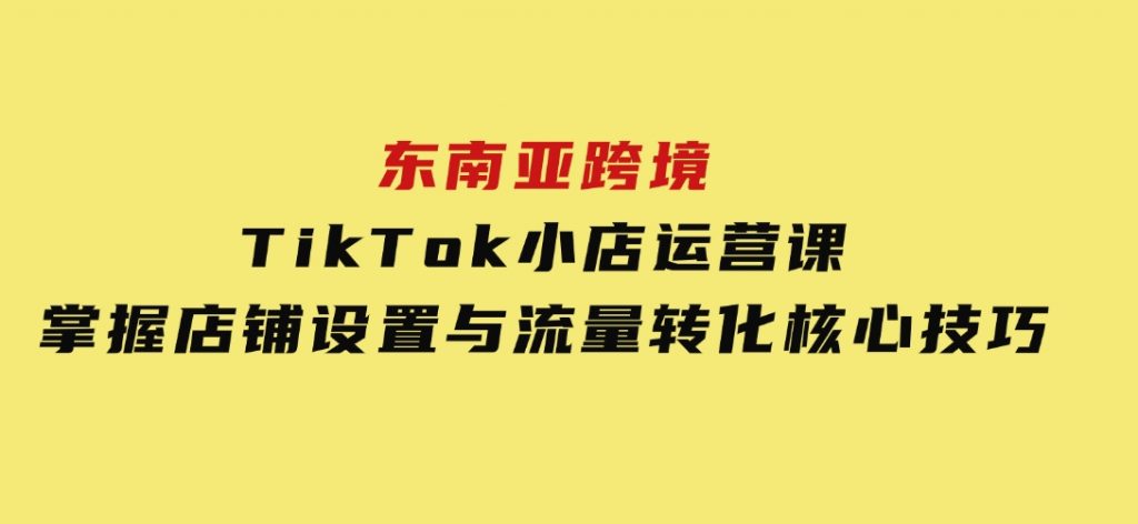东南亚跨境TikTok小店运营课，掌握店铺设置与流量转化核心技巧-财仔梦想资源网