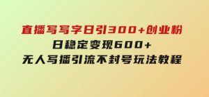 直播写写字日引300+创业粉，日稳定变现600+无人写播引流不封号，玩法教程-财仔梦想资源网