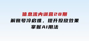 信息流内训营28期，解账号冷启难，提升投放效果，掌握AI用法-财仔梦想资源网