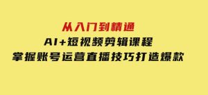 从入门到精通，AI+短视频剪辑课程，掌握账号运营直播技巧，打造爆款-财仔梦想资源网
