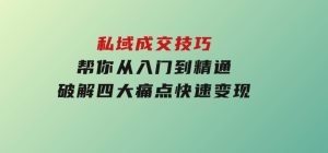 私域成交技巧，帮你从入门到精通，破解四大痛点，快速变现，轻松收钱-财仔梦想资源网