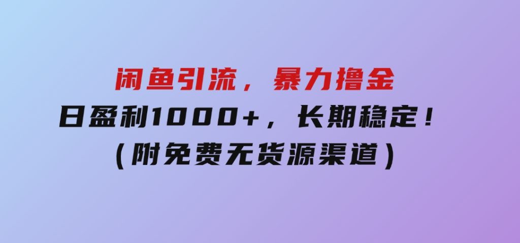 闲鱼引流，暴力撸金，日盈利1000+，长期稳定！（附免费无货源渠道）-财仔梦想资源网