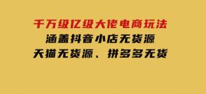 千万级亿级大佬电商玩法：涵盖抖音小店无货源、天猫无货源、拼多多无货-财仔梦想资源网