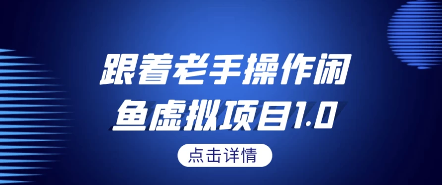 跟着老手操作闲鱼虚拟项目1.0-财仔梦想资源网