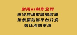 利用ai制作全网爆火的城市微缩胶囊，条条爆款，多平台分发，疯狂涨粉变现-财仔梦想资源网