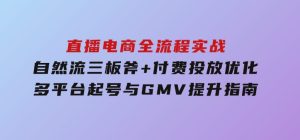 直播电商全流程实战：自然流三板斧+付费投放优化,多平台起号与GMV提升指南-财仔梦想资源网