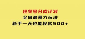 视频号分成计划，全网最暴力玩法，新手一天也能轻松500+-财仔梦想资源网