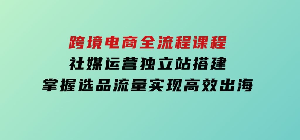 跨境电商全流程课程，社媒运营独立站搭建，掌握选品流量，实现高效出海-财仔梦想资源网