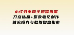 小红书电商全流程拆解：开店选品+爆款笔记创作，截流曝光与数据复盘指南-财仔梦想资源网