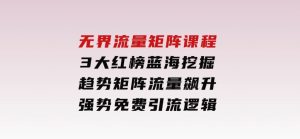 无界流量矩阵课程，3大红榜蓝海挖掘，趋势矩阵流量飙升，强势免费引流逻辑-财仔梦想资源网
