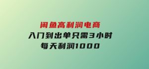 闲鱼高利润电商，入门到出单只需3小时，每天利润1000-财仔梦想资源网