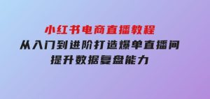小红书电商直播教程，从入门到进阶，打造爆单直播间，提升数据复盘能力-财仔梦想资源网