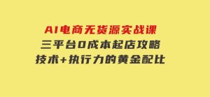 AI电商无货源实战课，三平台0成本起店攻略，技术+执行力的黄金配比-财仔梦想资源网