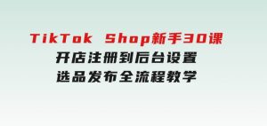 TikTokShop新手30课，开店注册到后台设置，选品发布全流程教学-财仔梦想资源网