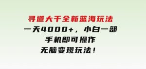 寻道大千全新蓝海玩法，一天4000+，小白一部手机即可操作，无脑变现玩法！-财仔梦想资源网