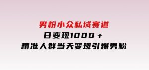 男粉小众私域赛道,日变现1000+,精准人群,当天变现,引爆男粉-财仔梦想资源网