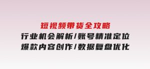 短视频带货全攻略，行业机会解析/账号精准定位/爆款内容创作/数据复盘优化-财仔梦想资源网