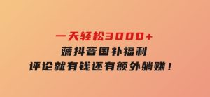 一天轻松3000+，薅抖音国补福利！评论就有钱，还有额外躺赚！-财仔梦想资源网