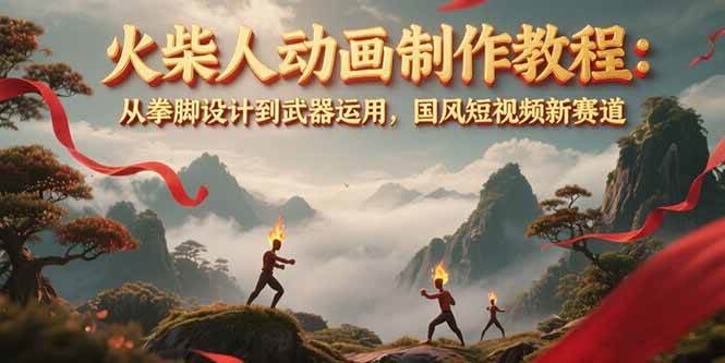 （15171期）火柴人动画制作教程：从拳脚设计到武器运用，国风短视频新赛道-财仔梦想资源网