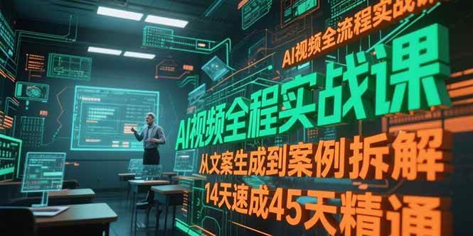 （15172期）AI视频全流程实战课，从文案生成到案例拆解，14天速成45天精通-财仔梦想资源网